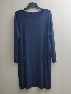 Eileen Fisher Deep Navy Long-Sleeve Pocket Dress